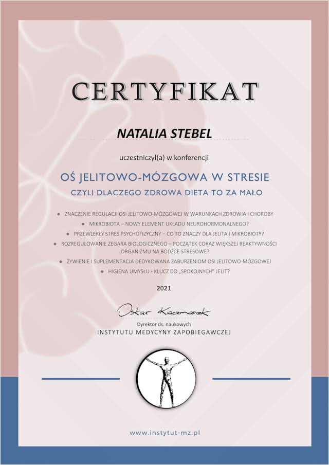 Natalia Stebel - dietetyk kliniczny